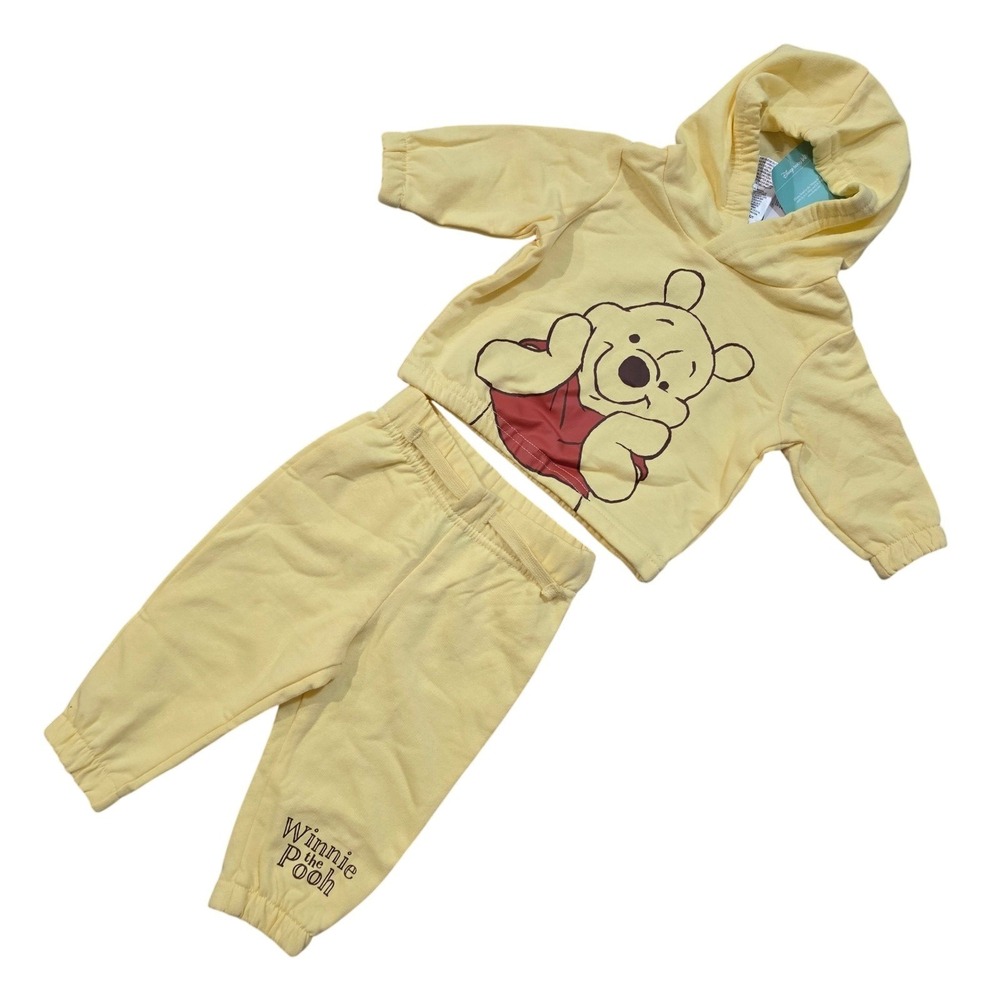 Disney Baby Winnie the Pooh Hoodie and Jogger Pants Set Yellow 0-3M NEW